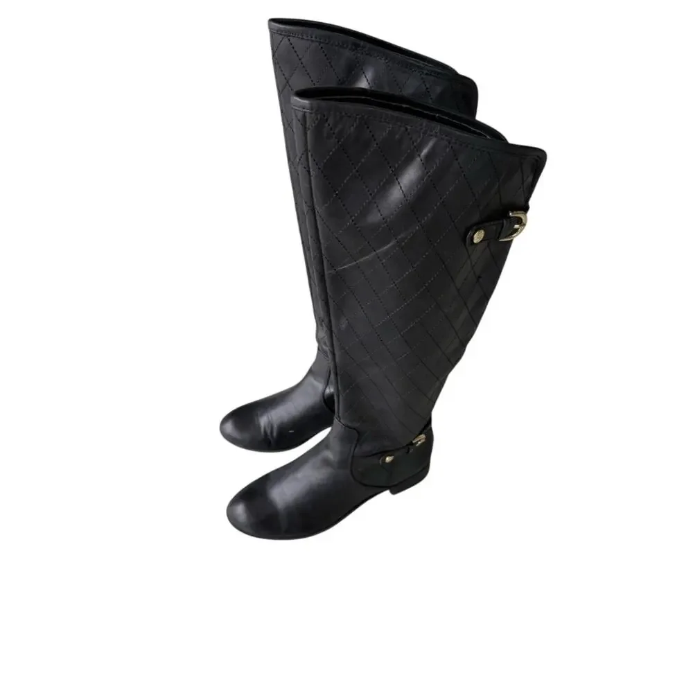 AK Anne Klein Klye quilted leather riding boots size 6